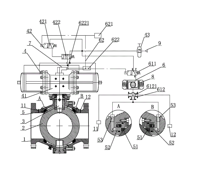 氣動(dòng)球閥結(jié)構(gòu)圖及工作原理